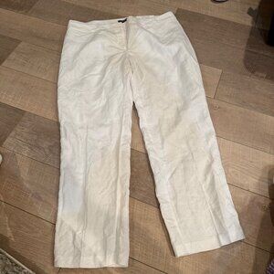 Liz Claiborne Womens White Straight Leg Linen Blend Career Pants Size 18 new